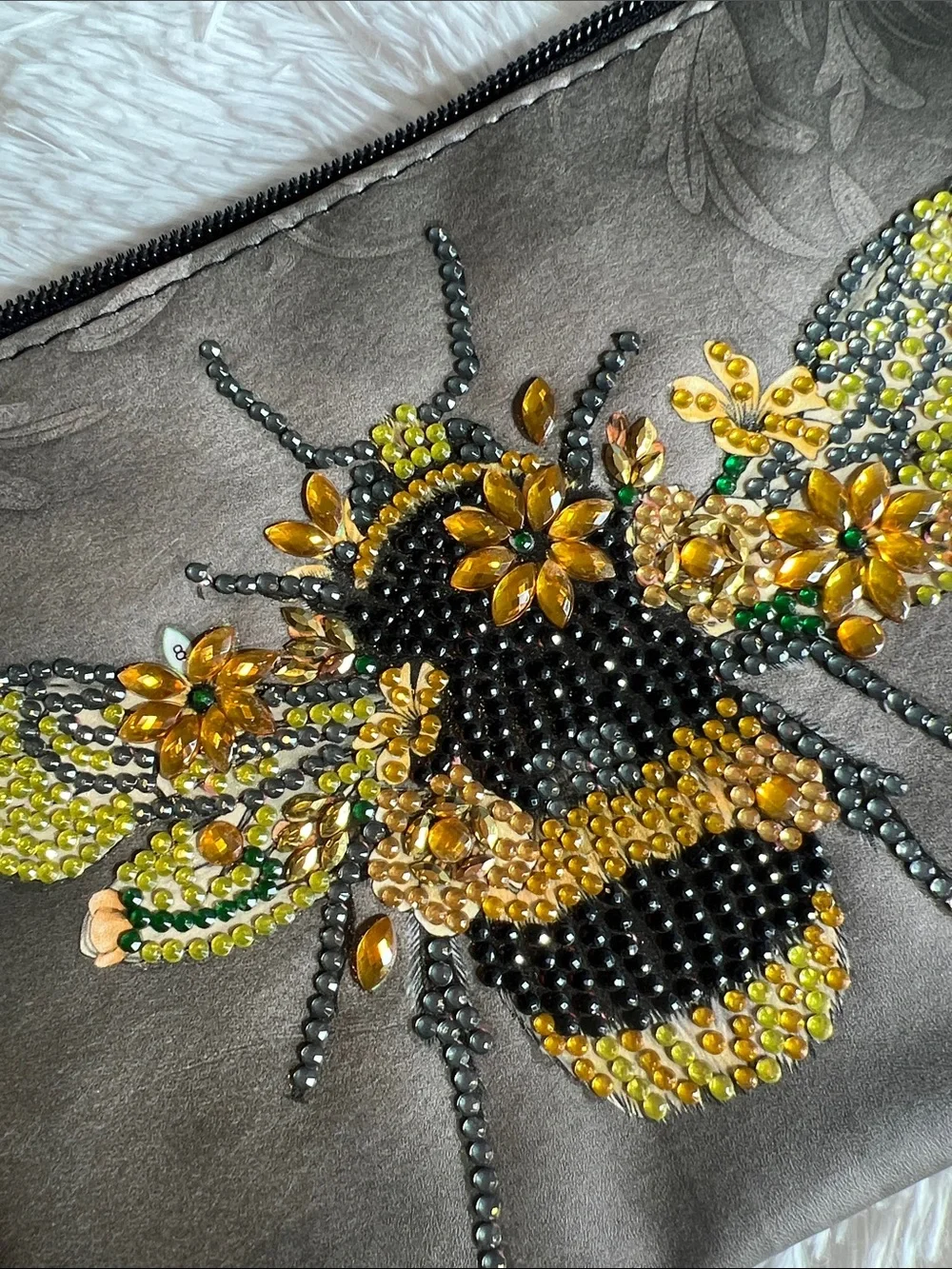 Embellished Bee Wristlet Clutch - Black and Gold